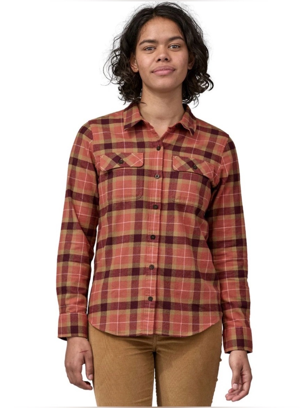 Patagonia Organic Cotton Midweight Fjord Flannel Shirt Burl Red Women’s M - Picture 2 of 8